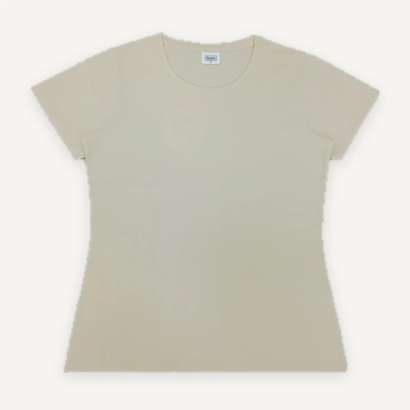 Cream short-sleeve T-shirt, front view.