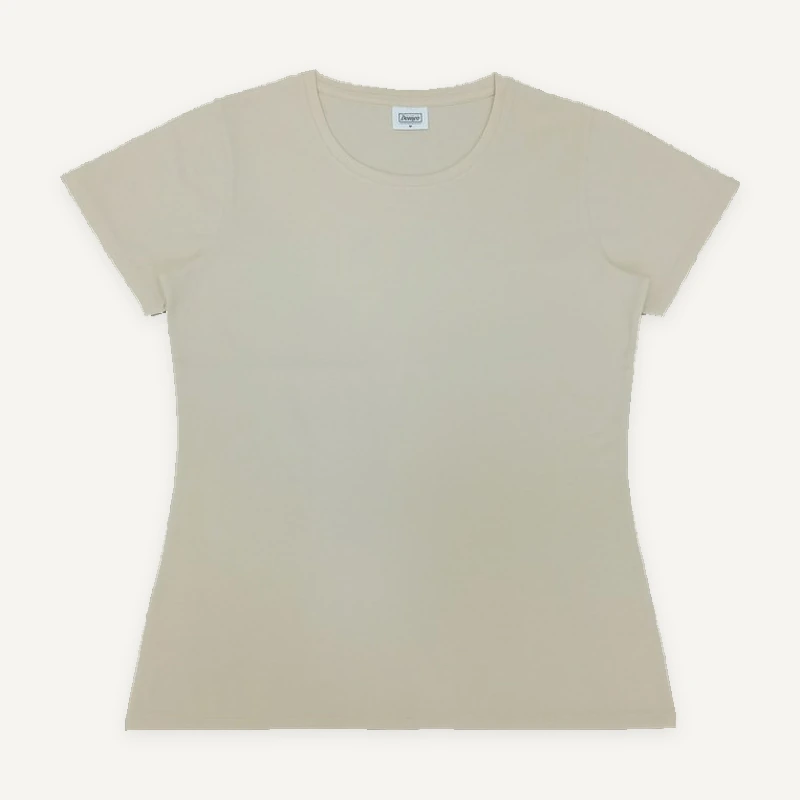 Cream short-sleeve T-shirt, front view.